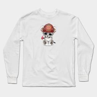 Cute White Tiger Cub Firefighter Long Sleeve T-Shirt